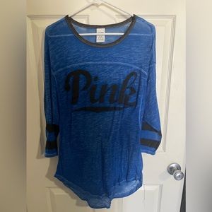 PINK Victoria’s Secret Blue Black Burnout Oversized Tee M MEDIUM EUC